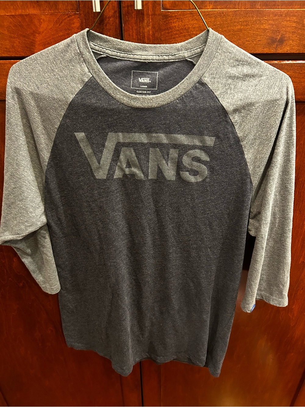 Vans Men's Two-Tone Navy/Gray Raglan Logo Shirt